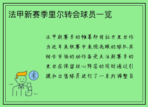 法甲新赛季里尔转会球员一览